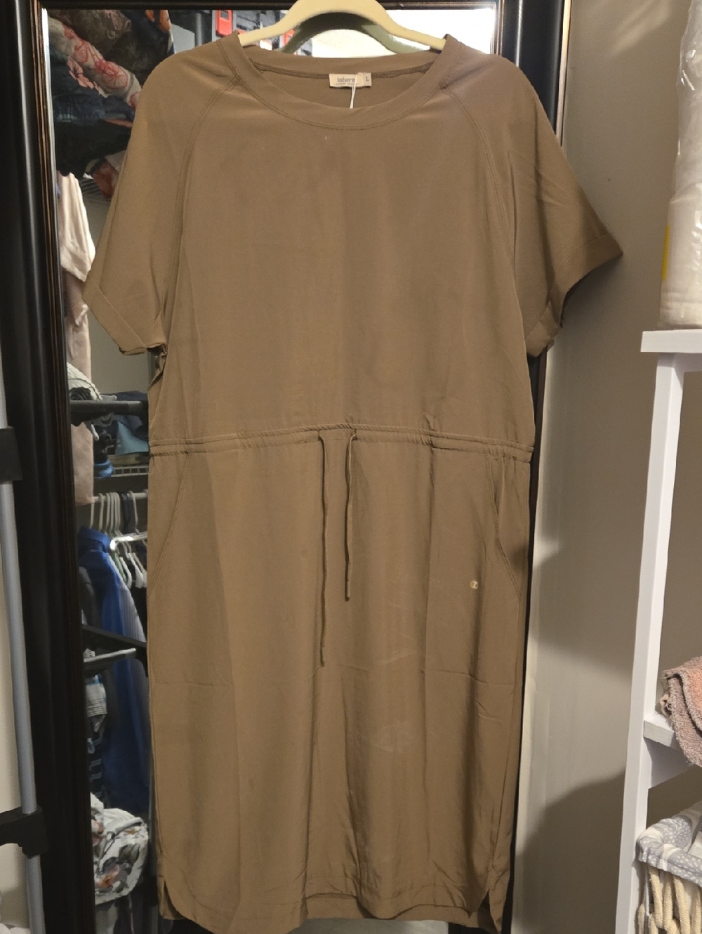 Everlane Olive Utility Drawstring Midi Dress